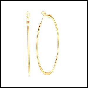 Gold-Tone Large Hoop Earrings Hypoallergenic Minimalist Dainty Huggie Style